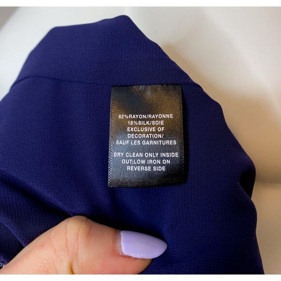 LAFAYETTE 148 Silk Velvet Navy Bow Sleeveless Mini Dress SMALL NWT $498 - Picture 12 of 13